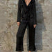 Autumn Women Clothing Double Breasted Vertical Blazer Straight Leg Pants Suit-Fancey Boutique