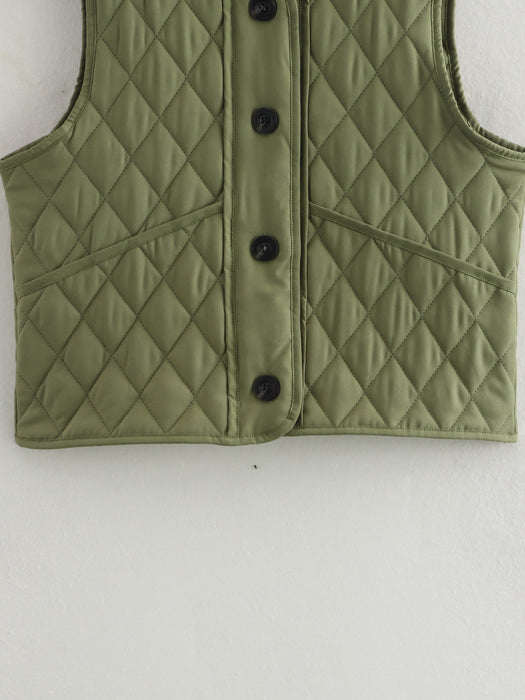 Fall Women Clothing Stylish Simple Casual Quilted Cotton Vest Coat-Fancey Boutique