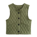 Fall Women Clothing Stylish Simple Casual Quilted Cotton Vest Coat-Army Green-Fancey Boutique