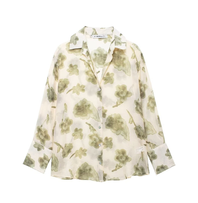 Autumn Women Shirt Floral Print Shirt-Fancey Boutique