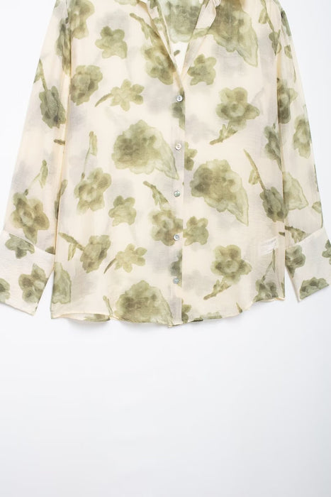 Autumn Women Shirt Floral Print Shirt