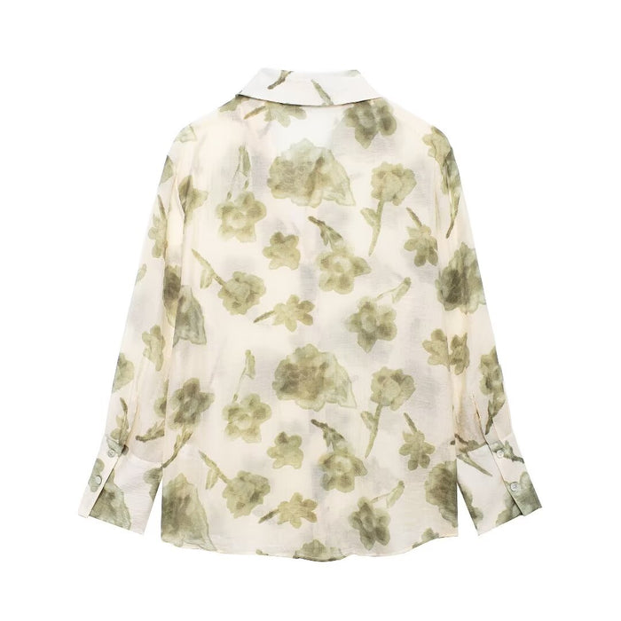 Autumn Women Shirt Floral Print Shirt-Fancey Boutique