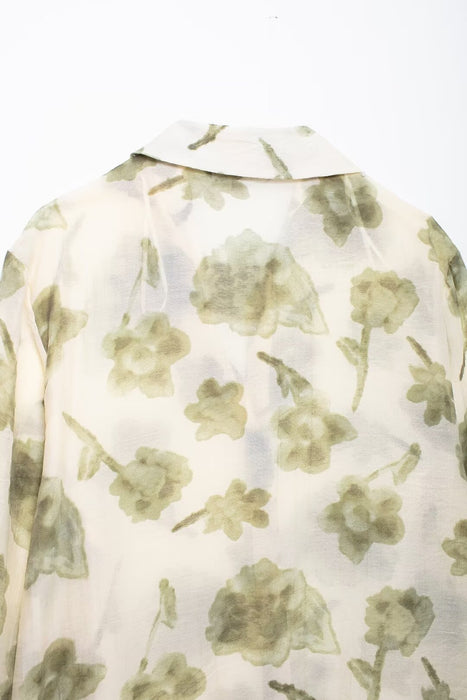 Autumn Women Shirt Floral Print Shirt