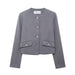 Autumn Metal Button Women Casual Coat-Gray-Fancey Boutique