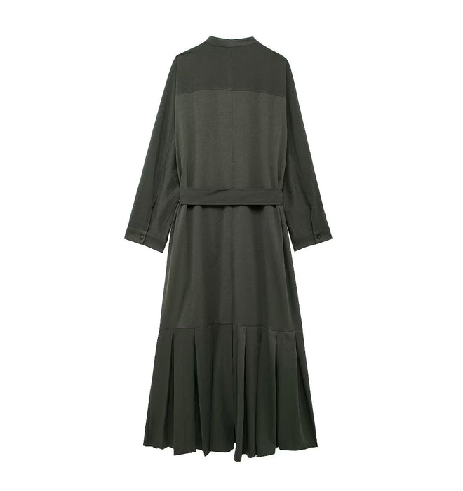 Fall Women Clothing Fashionable Pleated Shirt Dress