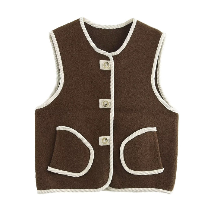 Fall Women Clothing Double Sided Cotton Knitted Corduroy Edge Vest-Fancey Boutique