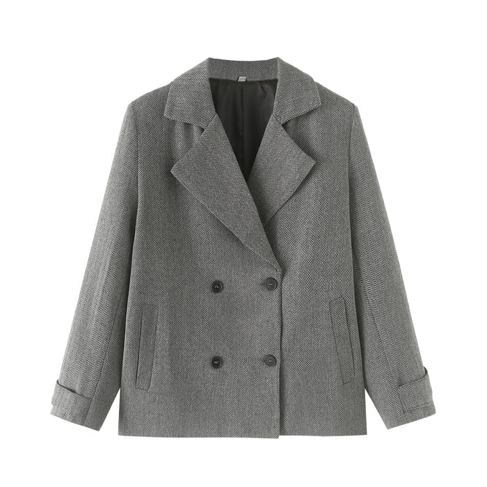 Autumn Women Herringbone Oblique Blazer-Fancey Boutique