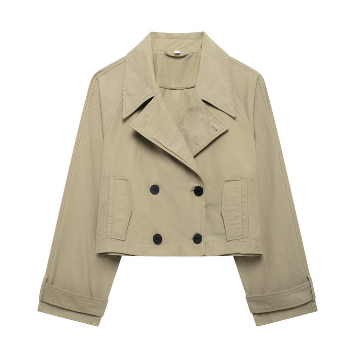 Women Clothing Autumn Winter Street Trench Coat Short Jacket-Fancey Boutique