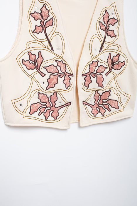 Fall Women Clothing All Match Embroidered Vest without Buckle-Fancey Boutique