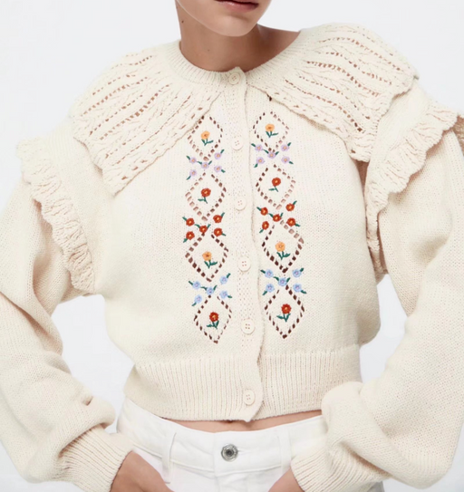 Fall Women Clothing Elegant Embroidery Knitted Sweater-Fancey Boutique