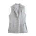 Casual Simple coat Vest Women Early Autumn Coat Vest One Button Top-Fancey Boutique