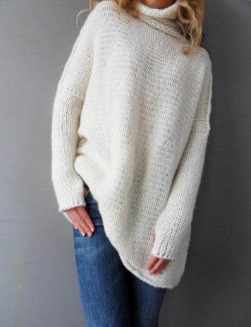 Autumn Winter Turtleneck Sweater Women Knitted Solid Color Office Women Knitwear Women-White-Fancey Boutique