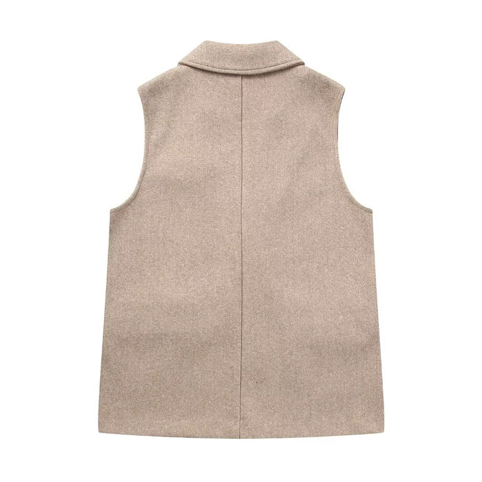 Fall Women Clothing Fashionable Temperamental All Match Waistcoat Double Breasted Suede Vest-Fancey Boutique