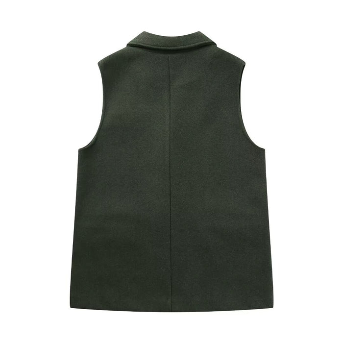 Fall Women Clothing Fashionable Temperamental All Match Waistcoat Double Breasted Suede Vest-Fancey Boutique