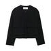 Women Clothing Simple Pocket Bomber Jacket Coat-Black-Fancey Boutique