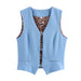 Autumn Two Color Stretch Women Denim Vest-Fancey Boutique