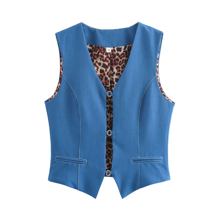 Autumn Two Color Stretch Women Denim Vest-Fancey Boutique