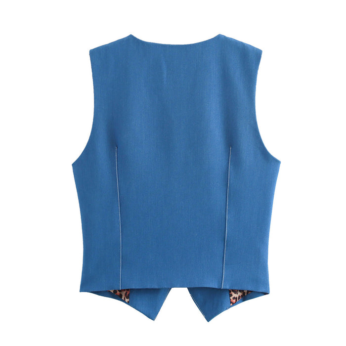 Autumn Two Color Stretch Women Denim Vest-Fancey Boutique