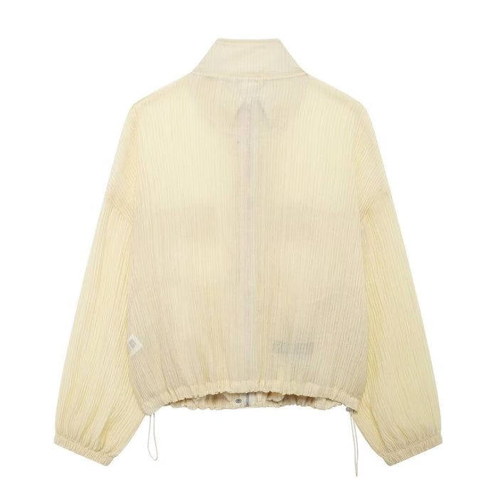 Autumn Women Clothing Street Pleated Effect Translucent Coat-Fancey Boutique