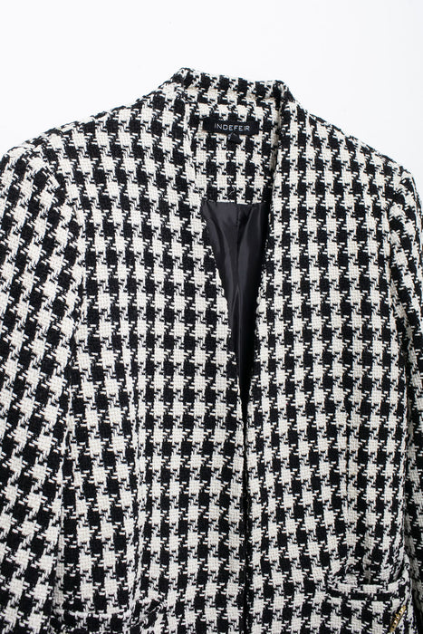 Fall Women Clothing Stylish Simple Houndstooth Woolen Coat-Fancey Boutique