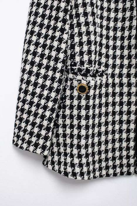 Fall Women Clothing Stylish Simple Houndstooth Woolen Coat-Fancey Boutique