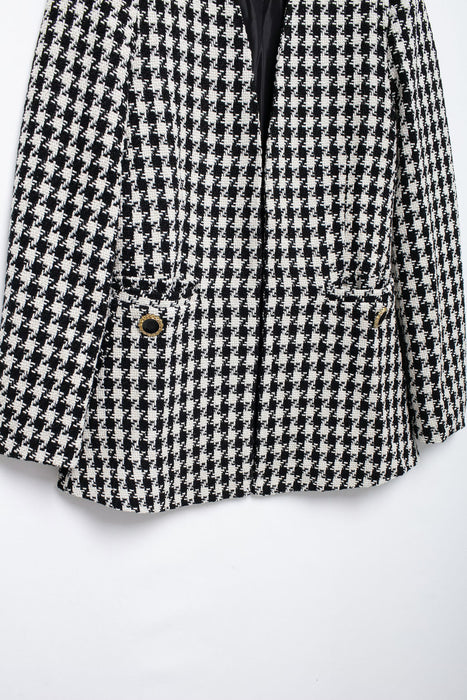 Fall Women Clothing Stylish Simple Houndstooth Woolen Coat-Fancey Boutique