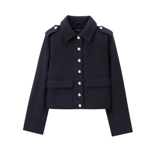 Fall Polo Collar Wild Pocket Decorative Single Breasted Jacket Coat-Fancey Boutique