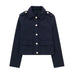 Fall Polo Collar Wild Pocket Decorative Single Breasted Jacket Coat-Navy Blue-Fancey Boutique