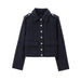 Fall Polo Collar Wild Pocket Decorative Single Breasted Jacket Coat-Black-Fancey Boutique