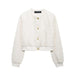 Autumn Texture Casual Bomber Jacket Jacket-Ivory-Fancey Boutique