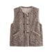 Fall Women Clothing Leather Ring Lamb Fur Faux Shearling Jacket Sleeveless Waistcoat Vest-camel-Fancey Boutique