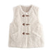 Fall Women Clothing Leather Ring Lamb Fur Faux Shearling Jacket Sleeveless Waistcoat Vest-White-Fancey Boutique