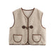 Women Casual All Match Lamb Fur Faux Shearling Jacket Horn Button Sleeveless Waistcoat Vest-Fancey Boutique