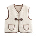 Women Casual All Match Lamb Fur Faux Shearling Jacket Horn Button Sleeveless Waistcoat Vest-White-Fancey Boutique