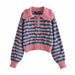 Women Clothing Autumn Winter Street Striped Eight Strand Knitted Sweater-Fancey Boutique