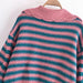 Women Clothing Autumn Winter Street Striped Eight Strand Knitted Sweater-Fancey Boutique