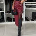 Autumn Sexy High Waist Slim Fit Slit Sheath Skirt Lady Leather Skirt-Fancey Boutique