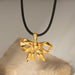 18K Gold-Plated Bow Pendant Necklace-One Size-Fancey Boutique