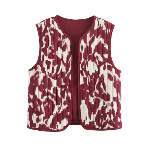 Fall Women Clothing Stylish Simple Sleeveless Printed Vest-Fancey Boutique