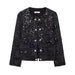 Women Clothing French Sequ Coarse Imitation Design Chanel Coat Women Socialite Top-Black-Fancey Boutique