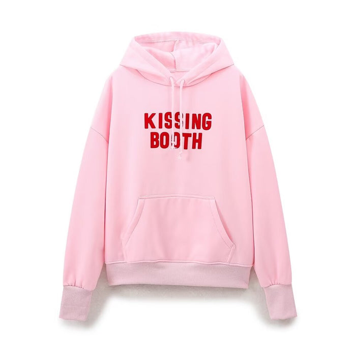 Women Clothing All Match Western Arry Joint Name Hooded Sweater-Pink-Fancey Boutique