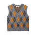 Fall Women Clothing V neck Sleeveless Diamond Pattern Jacquard Knitted Vest-Multi-Fancey Boutique