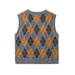 Fall Women Clothing V neck Sleeveless Diamond Pattern Jacquard Knitted Vest-Fancey Boutique