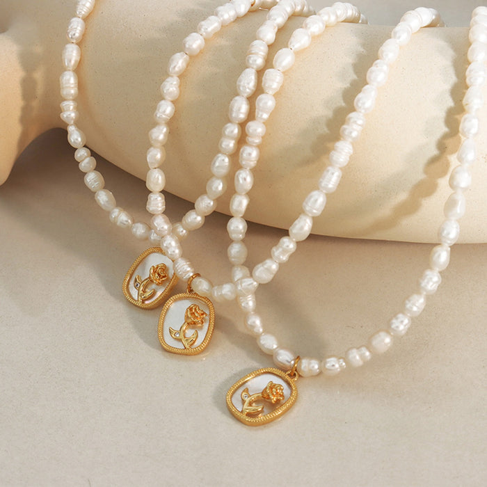 18K Gold-Plated Freshwater Pearl Necklace-One Size-Fancey Boutique