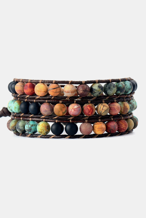 Handmade Triple Layer Beaded Agate Bracelet-One Size-Fancey Boutique