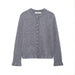 Autumn Women Clothing Laminated Decoration Knitted Cardigan Sweater-Gray-Fancey Boutique