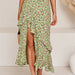 Color-Green-Spring Summer Printed Elastic Waist Irregular Asymmetric Ruffled Women Skirt-Fancey Boutique