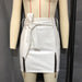 Color-White-Leather Skirt Faux Leather Sexy Lace-up Zipper High Waist Sheath Skirt-Fancey Boutique