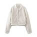 Fall Women Clothing Simple Short Bomber Jacket Coat-White-Fancey Boutique