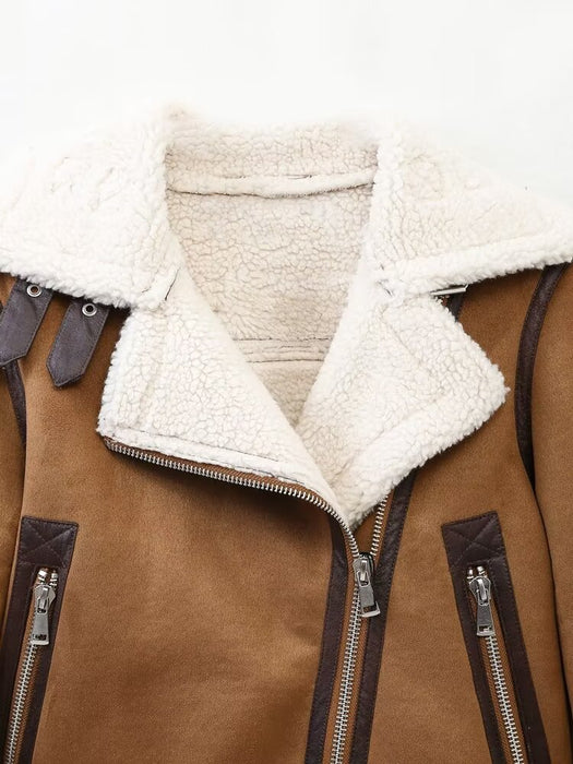 Women Winter Double Sided Short Warm Faux Shearling Jacket-Fancey Boutique